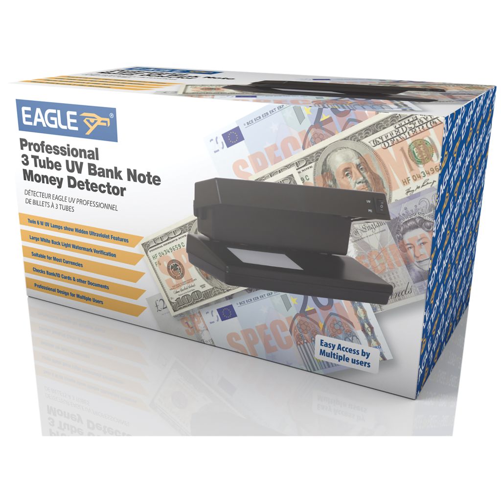 Professional 3 Tube UV Bank Note Money Detector