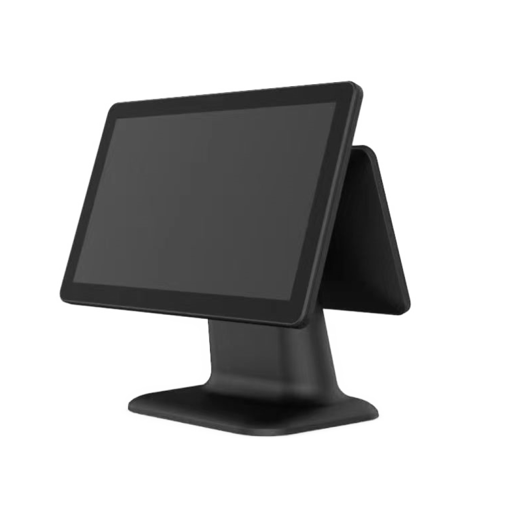 15 Inch Android All In One Desktop POS Terminal - Black And 11.3 Customer Display