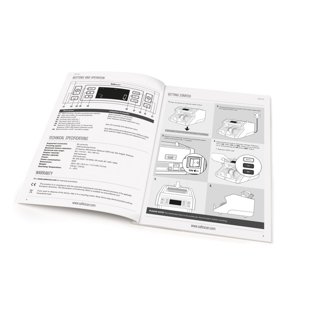Safescan 2210 Automatic Bank Note Counter. Counts Upto 1000 Notes A Minute