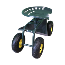 Rolling Garden Stool Multi-Purpose Mobile Gardening Chair with Tool Tray