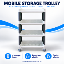 Plastic Storage Mobile Trolley - 4 Levels