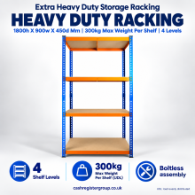 Extra Heavy Duty Storage Racking | 1800h X 900w X 450d Mm | 300kg Max Weight Per Shelf | 4 Levels