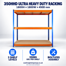 Ultra Heavy Duty Storage Racking | 1800h X 1800w X 450d Mm | 350kg Max Weight Per Shelf | 3 Levels