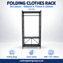 Folding Clothes Rack On Castors - 1580mm X 710mm X 320mm