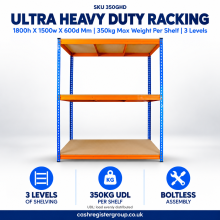 Ultra Heavy Duty Storage Racking | 1800h X 1500w X 600d Mm | 350kg Max Weight Per Shelf | 3 Levels