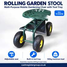 Rolling Garden Stool Multi-Purpose Mobile Gardening Chair with Tool Tray