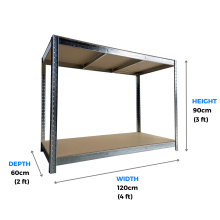 Galvanised Garage Workbench | 900h X 1200w X 600d Mm | 175kg UDL | 2 Levels