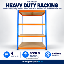 Extra Heavy Duty Storage Racking | 1800h X 1200w X 600d Mm | 300kg Max Weight Per Shelf | 4 Levels