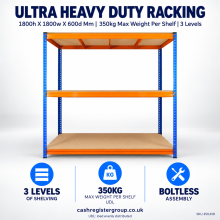 Ultra Heavy Duty Storage Racking | 1800h X 1800w X 600d Mm | 350kg Max Weight Per Shelf | 3 Levels