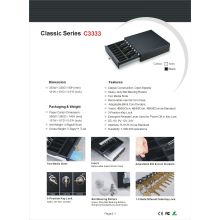 Compact Cash Drawer - 12v 330mm Wide X 330mm Deep - 8 Coins & 4 Notes