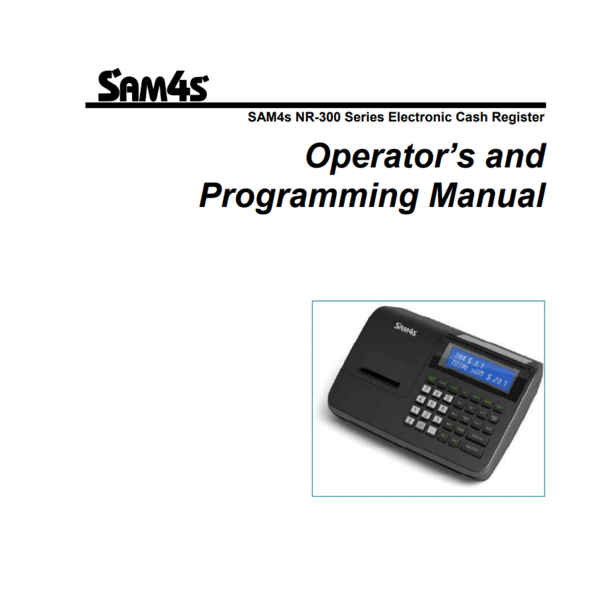 Sam4S NR320 / NR320B Operator's and Programming Manual
