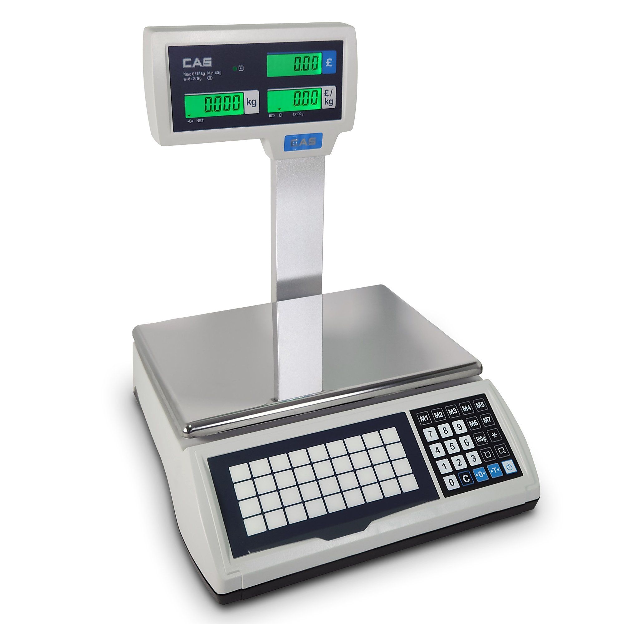 CAS ER Plus-M 15kg Flat Plate Weighing Scale With Pole And 43 PLUs
