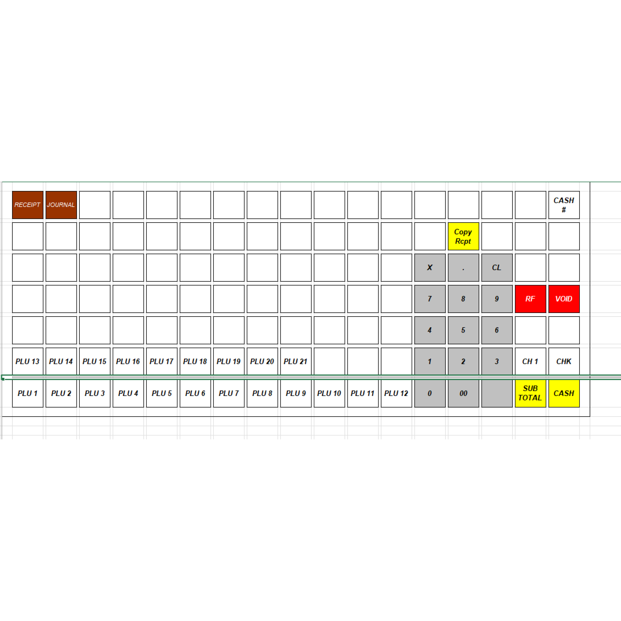 Sharp ERA410 / ERA420 Blank Keyboard Template (in Excel)