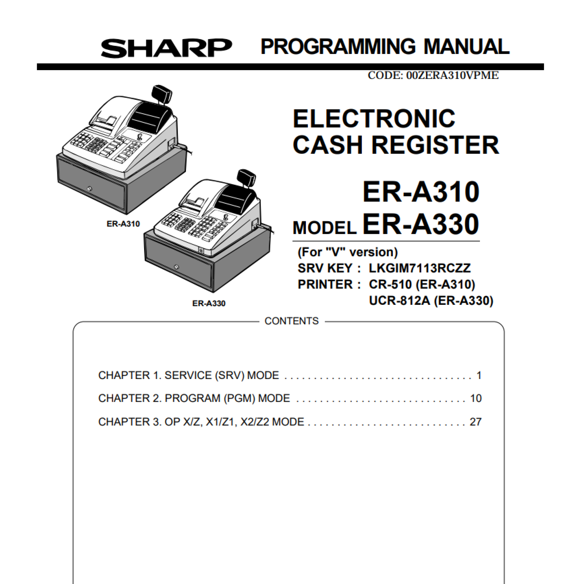 Sharp ERA310 Programming Manual