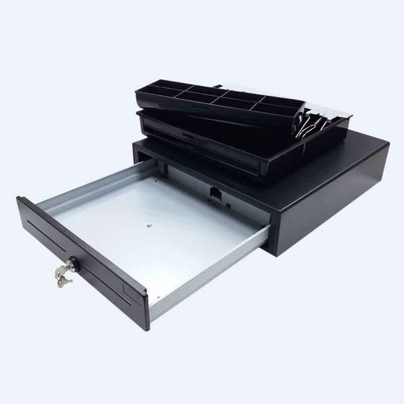 VMAX Large Cash Drawer - 24v -5 Notes / 8 Coins - Black