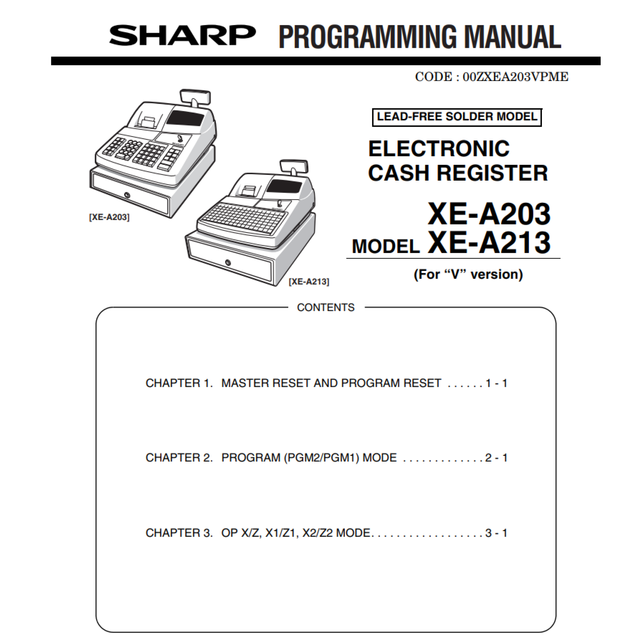 Sharp XEA203 Programming Manual